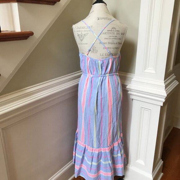 NWT America & Beyond Rainbow Stripe Maxi Dress Womens Small Blue Sleeveless NEW - Picture 11 of 13